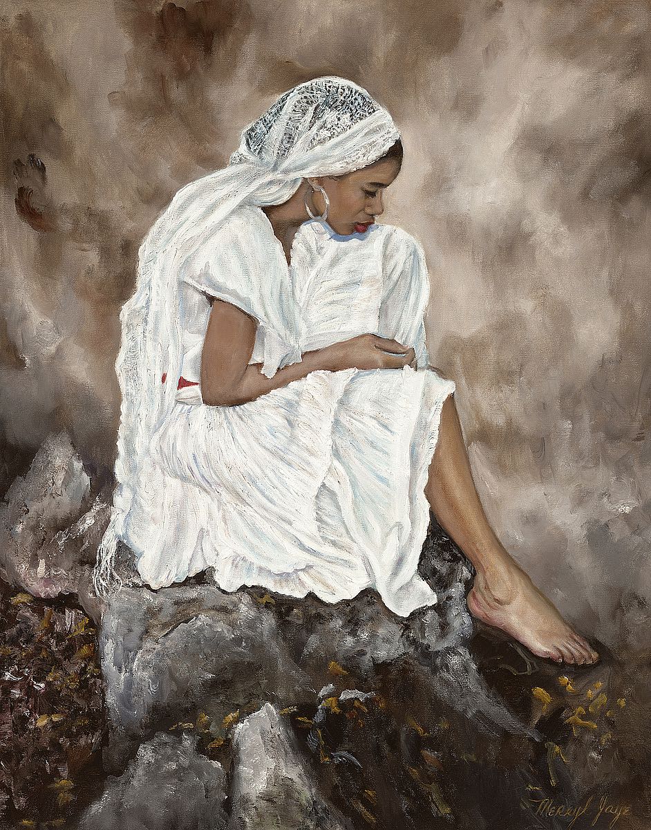 J395D - Lady in white dress